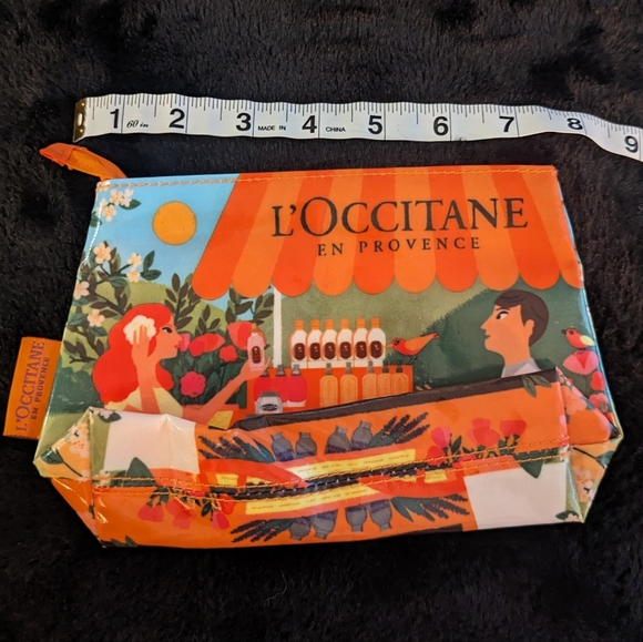 L’Occitane Orange French Graphic Print Cosmetic/Makeup Bag New - Picture 5 of 8